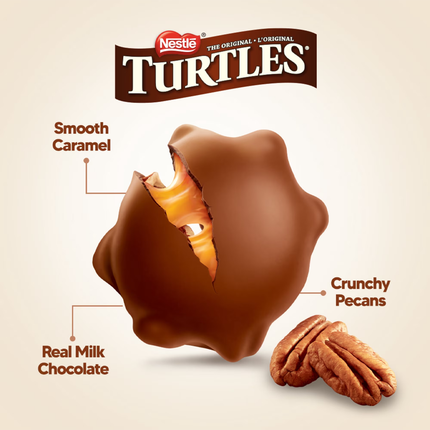 Nestlé - Turtles Classic - Chocolat au lait fourré au caramel onctueux et aux noix de pécan | 350 g