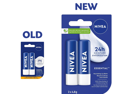 Nivea - Baume à Lèvres Hydratant Essentiel 24H | 2 X 4,8 g