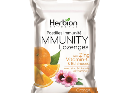 Herbion Naturals - Pastilles d'immunité avec zinc, vitamine C, échinacée - Saveur orange | 25 pastilles