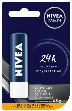 Nivea Men - Hydratation 24h - Baume à lèvres Active Care pour hommes enrichi en huiles naturelles | 4,8g