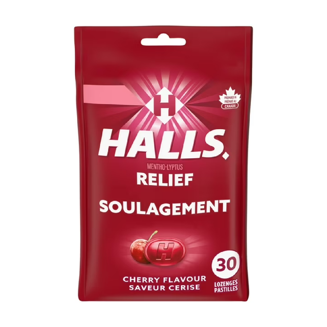 Halls - Relief Cherry Flavour Mentho-Lyptus Lozenges | 30 Lozenges