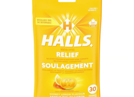 Halls - Relief Honey Lemon Flavour Mentho-Lyptus Lozenges | 30 Lozenges