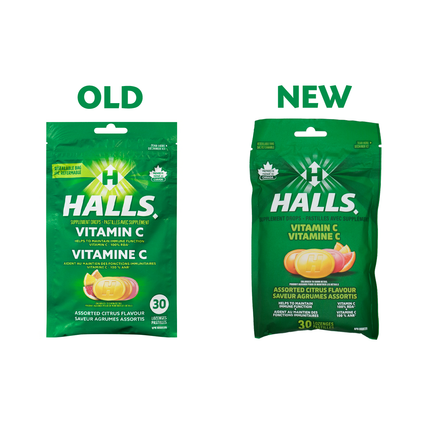 Halls - Complément de Vitamine C en Pastilles, Agrumes Assortis | 30 Pastilles