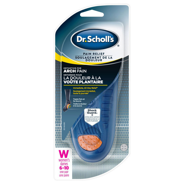 Dr. Scholl's - Orthèses anti-douleur pour les douleurs de la voûte plantaire pour femmes 6-10 | 1 paire