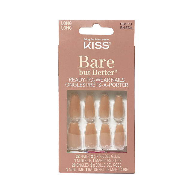Kiss - Ongles prêts-à-porter Bare But Butter BN03A, longs | 28 ongles