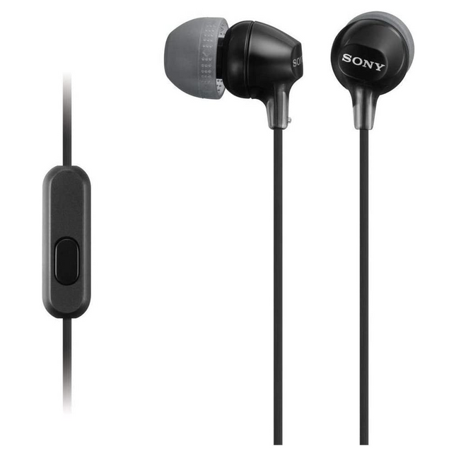 Sony - In Ear Headphones with Microphone - MDREX15AP Black | 1 Pair