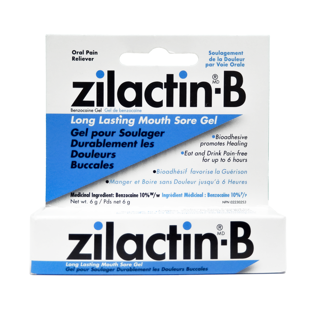 Zilactin-B - Gel longue durée pour les maux de bouche - Benzocaïne 10 % | 6g