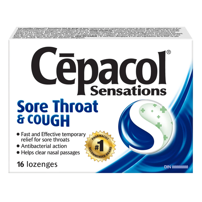 Cepacol - Pastilles Sensations - Maux de Gorge et Toux | 16 pastilles