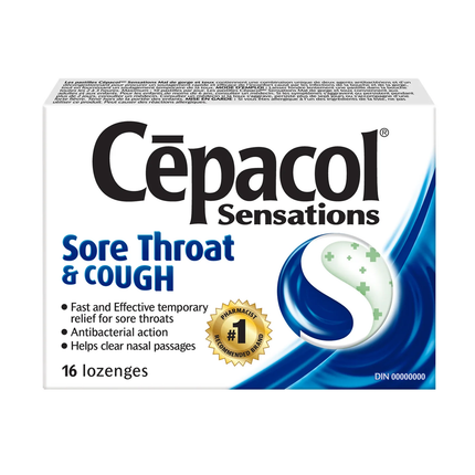 Cepacol - Pastilles Sensations - Maux de Gorge et Toux | 16 pastilles