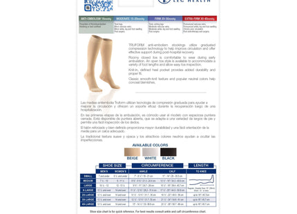TRUFORM - Anti-Embolism Knee High Stockings | Closed Toe 18 Mmhg