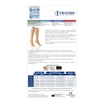 Truform – Knee High Compression Stockings, Closed Toe | 18 mmHg