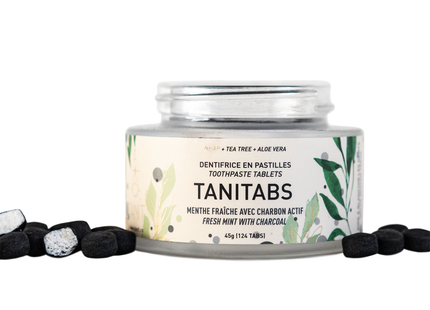 Tanit - Dentifrice en comprimés, Menthe fraîche + Charbon | 124 comprimés
