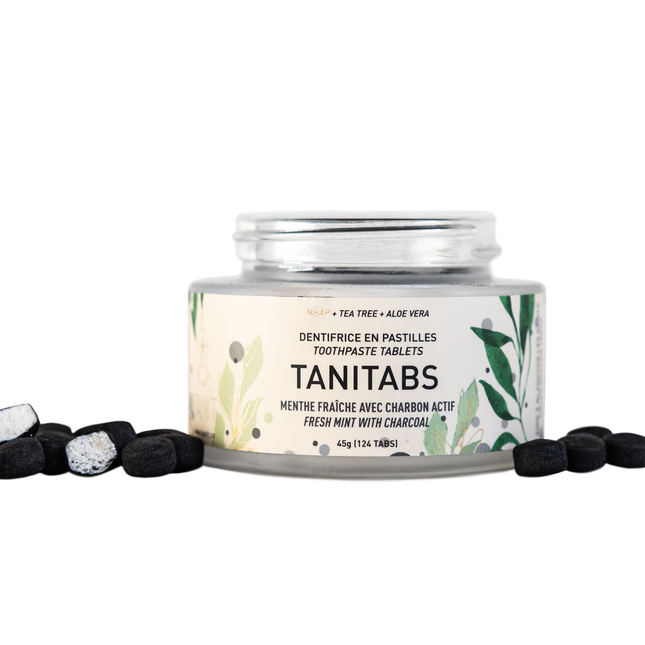 Tanit - Dentifrice en comprimés, Menthe fraîche + Charbon | 124 comprimés