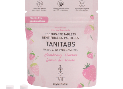 Dentifrice Tanit, Fraise | 62 comprimés, paquet de 12
