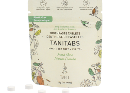 Dentifrice Tanit, menthe fraîche | 62 comprimés, paquet de 12