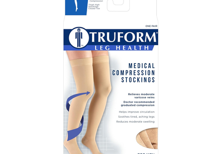 TRUFORM - Thigh High Stockings, Dot Top, Closed-Toe | 20-30 mmHg