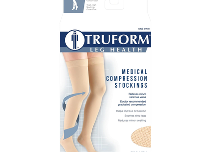 TRUFORM - Thigh High Closed Toe, Beige | 15-20 mmHg