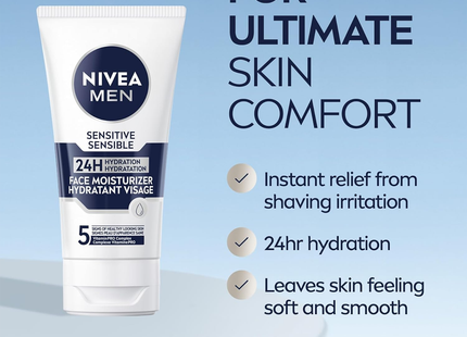 Nivea Men Crème hydratante pour le visage pour peaux sensibles avec vitamine E | 75 ml