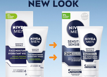 Nivea Men Crème hydratante pour le visage pour peaux sensibles avec vitamine E | 75 ml