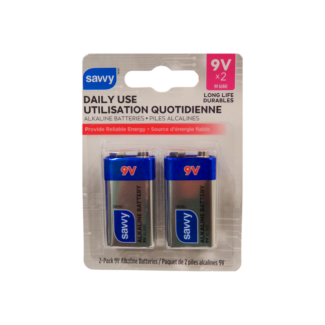 Savvy - Daily Use 9V Alkaline Batteries | 2 Pack