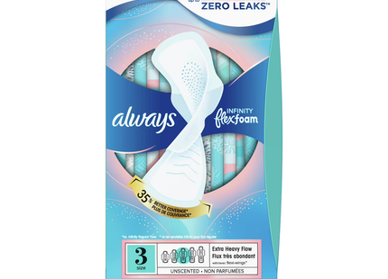 Always - Mousse Infinity Flex - Coussinets à débit extra épais non parfumés - Taille 3 | 14 tampons