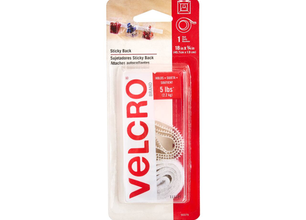 Velcro - Sticky Back Tape 18" x 3/4" - White | 1 Roll