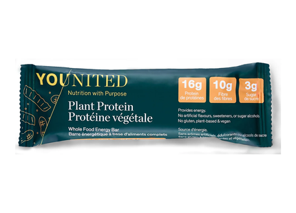 Younited - Plant Protein Whole Food Energy Bar - Crunchy Peanut Butter | 60 g