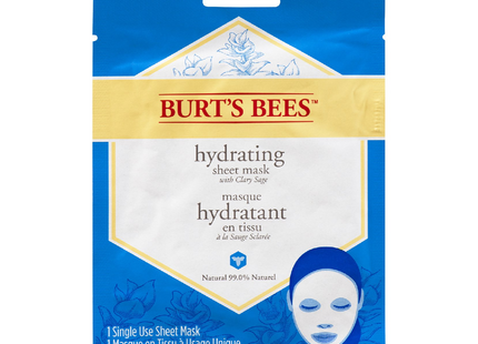 Burt's Bees - Masque en tissu hydratant - À la sauge sclarée | 1 masque en feuille à usage unique