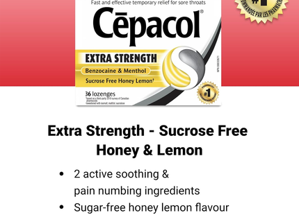 Cepacol - Pastilles extra fortes au miel et au citron | 36 pastilles