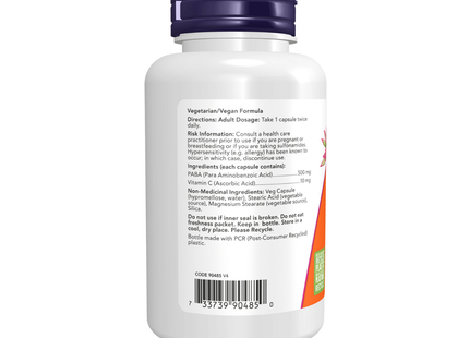 NOW - PABA with Vitamin C 500 mg | 100 Caps