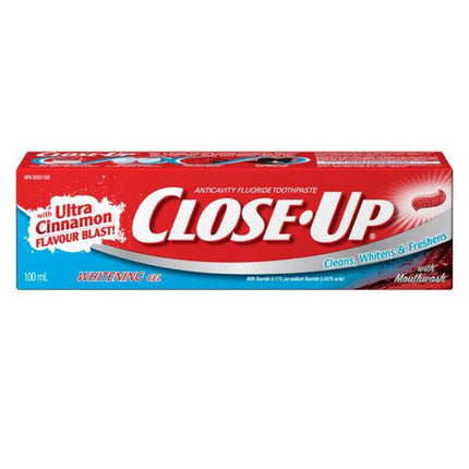 Close Up - Dentifrice anti-carie au fluor avec gel blanchissant - Saveur ultra cannelle | 100 ml