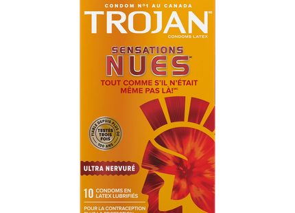 Trojan - Naked Sensations Ultra Ribbed Lubricated Latex Condoms | 10 Condoms