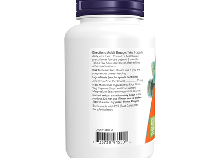 NOW - Picolinate de zinc 25 mg | 100 Gélules