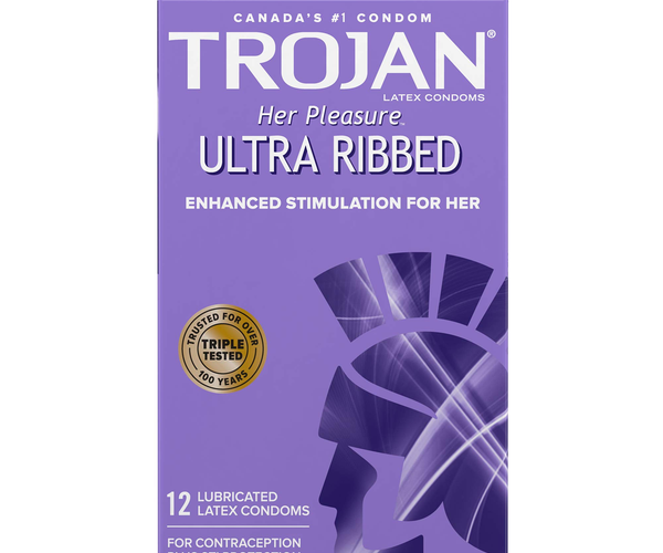 Trojan - Her Pleasure Ultra Ribbed Lubricated Condoms | 12 count