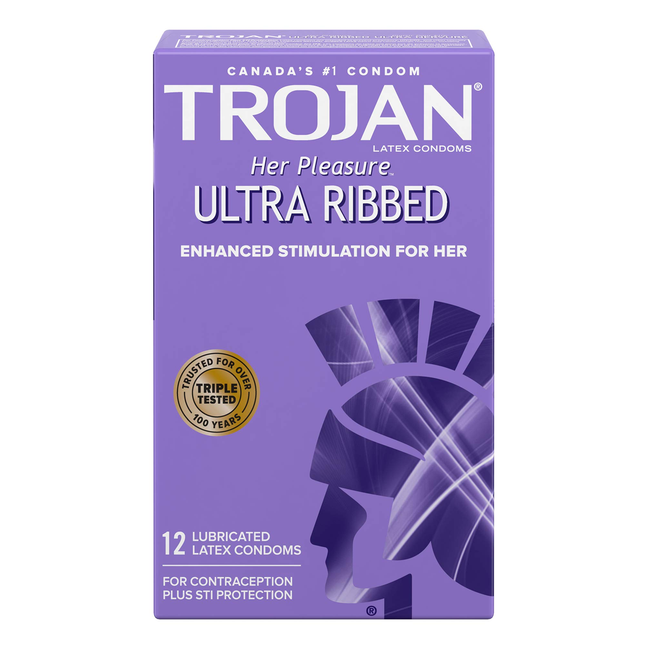 Trojan - Préservatifs lubrifiés ultra nervurés Her Pleasure | 12 comptes