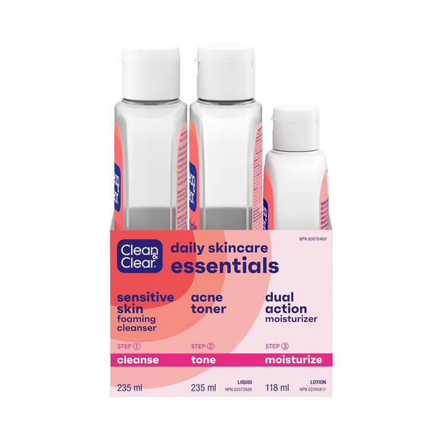 Clean & Clear - Daily Skincare Essentials Set | 235 mL + 235 mL + 118 mL