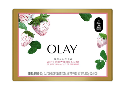 Olay - Fresh Outlast - Parfum fraise blanche et menthe | 4 Barres X 90 g