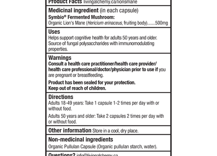 Living Alchemy - MycoSynergy Champignons Crinière de Lion | 60 Gélules