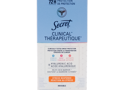 Secret - Antisudorifique Clinique 72 h, Réponse au stress | 45 g