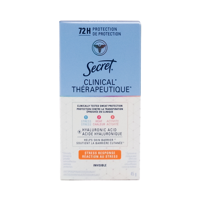 Secret - Antisudorifique Clinique 72 h, Réponse au stress | 45 g
