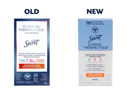 Secret - Antisudorifique Clinique 72 h, Réponse au stress | 45 g
