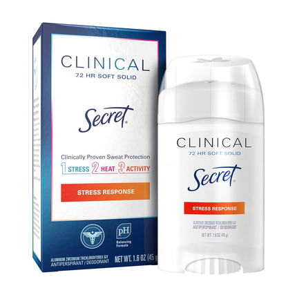 Secret - Gel anti-transpirant transparent 72H, réponse au stress | 45 g
