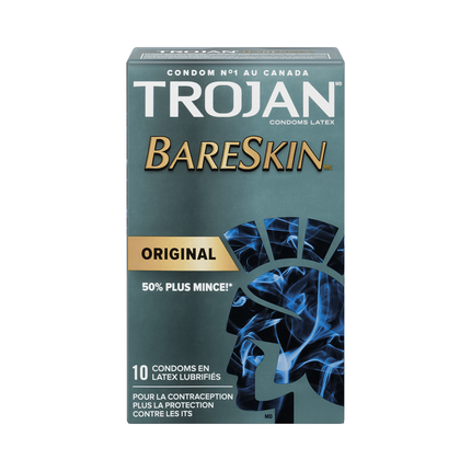 Trojan - BareSkin Original Préservatifs en latex lubrifiés | 10 préservatifs
