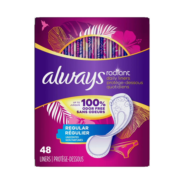Always - Radiant Daily Liners Unscented | 48 Liners