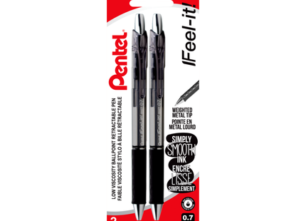 Pentel - IFeel it! Retractable Ball Point Pens Medium Point - Black | 2 Pack