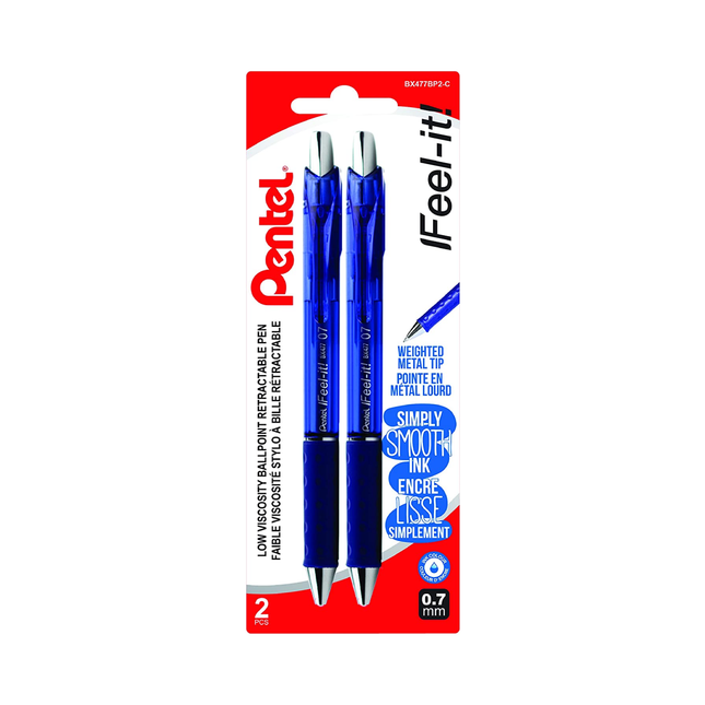 Pentel - IFeel it! Retractable Ball Point Pens Medium Point - Blue | 2 Pack