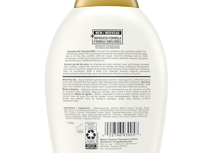 Shampooing nourrissant au lait de coco OGX | 385 ml