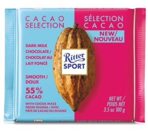 Ritter Sport Cacao Selection Dark Milk Chocolate with Cocoa Mass from Ghana - 55% | 100 g