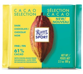 Ritter Sport Cacao Selection Dark Chocolate with Cocoa Mass from Nicaragua - 61% | 100 g