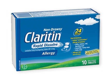 Claritin - Rapid Dissolve Non-Drowsy Allergy Tablets  Mint Flavour | 10 Tablets